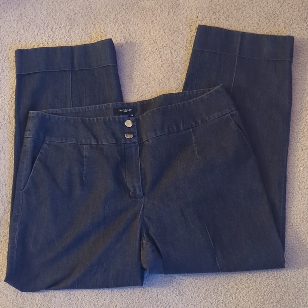 Sandro Woman Black Trouser Denim Pants Size 18W